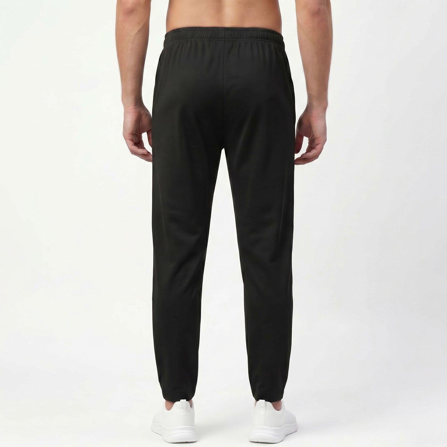 Black Lower for Men | Mensra 4-Way Stretch Gym & Sports Lower with Zip Pockets