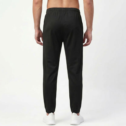 Black Lower for Men | Mensra 4-Way Stretch Gym & Sports Lower with Zip Pockets