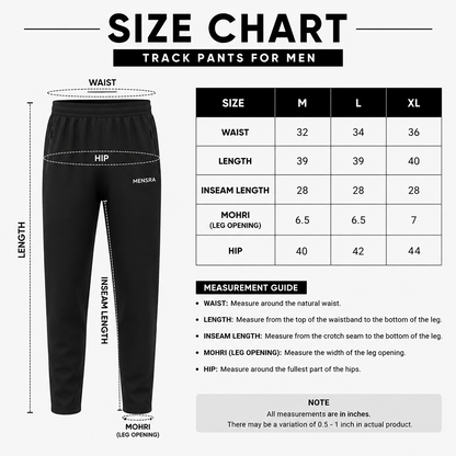 Black Track Pants for Men | Mensra Track Pants for Men | Gym Track Pants for Men