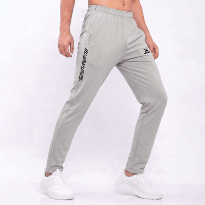 Grey Track Pants for Men | Mensra 4-Way Stretch Gym, Running & Sports Track Pants with Zip Pockets