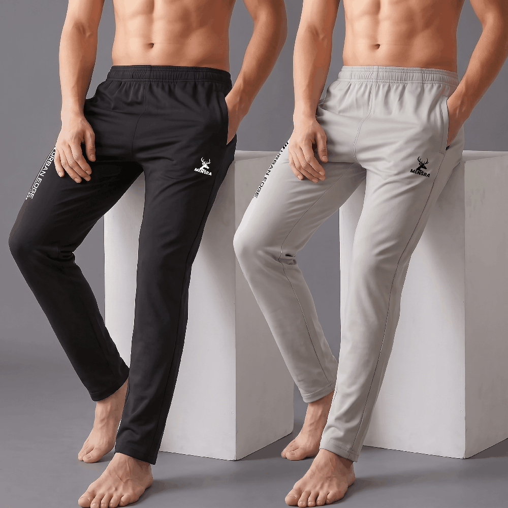 Mensra Track Pant for Men Combo | 4-Way Stretch Sports & Gym Track Pants with Zip Pockets