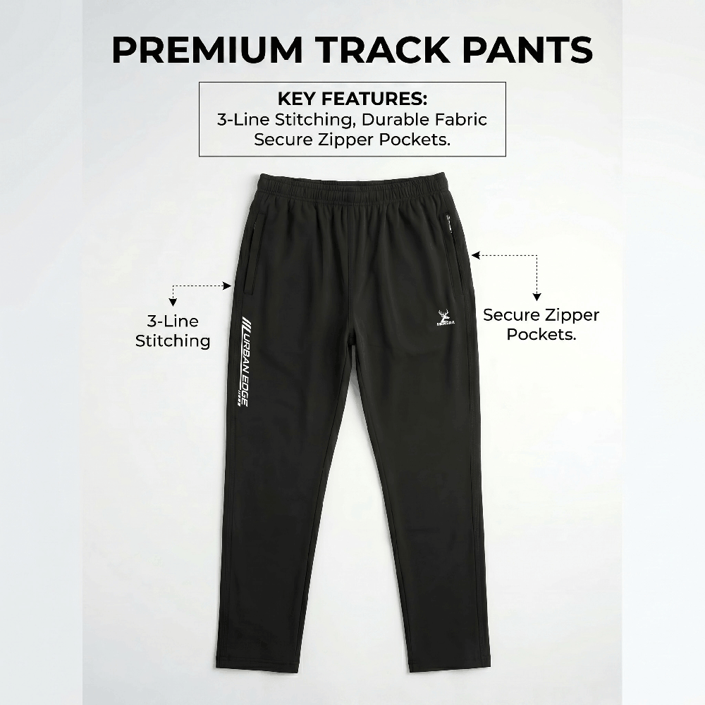 Black Track Pants for Men | Mensra Track Pants for Men | Gym Track Pants for Men